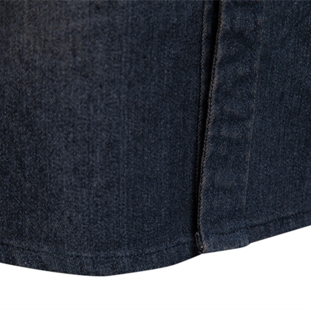 00ba8757-2f47-41f5-a3e2-052b1eb0a6fe.jpg Men's Long-sleeved Denim Shirt Casual Solid Button Slim Tops Clothing - Image 3