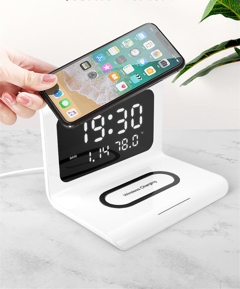 1620702215309.jpg Wireless Charger Alarm Clock Creative Perpetual Calendar Temperature and Humidity Wireless Charge 10W Fast Charge - Image 2