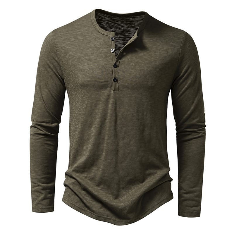 44586dee-5b04-4334-81dd-39071bf1d68e.jpg Men's Long-sleeved T-shirt Fashion Casual Solid Color Pullover Button Top Autumn And Spring Clothing - Image 4