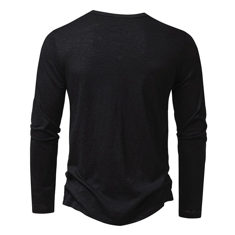 53611694-fdc7-4e78-ae31-e296aa6f73d1.jpg Men's Long-sleeved T-shirt Fashion Casual Solid Color Pullover Button Top Autumn And Spring Clothing - Image 6