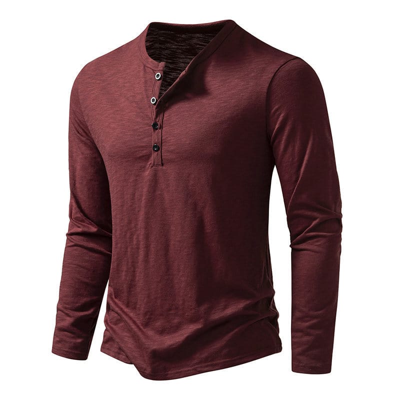 54eaaa52-58b8-4b04-9dca-f7a10496b773.jpg Men's Long-sleeved T-shirt Fashion Casual Solid Color Pullover Button Top Autumn And Spring Clothing - Image 7