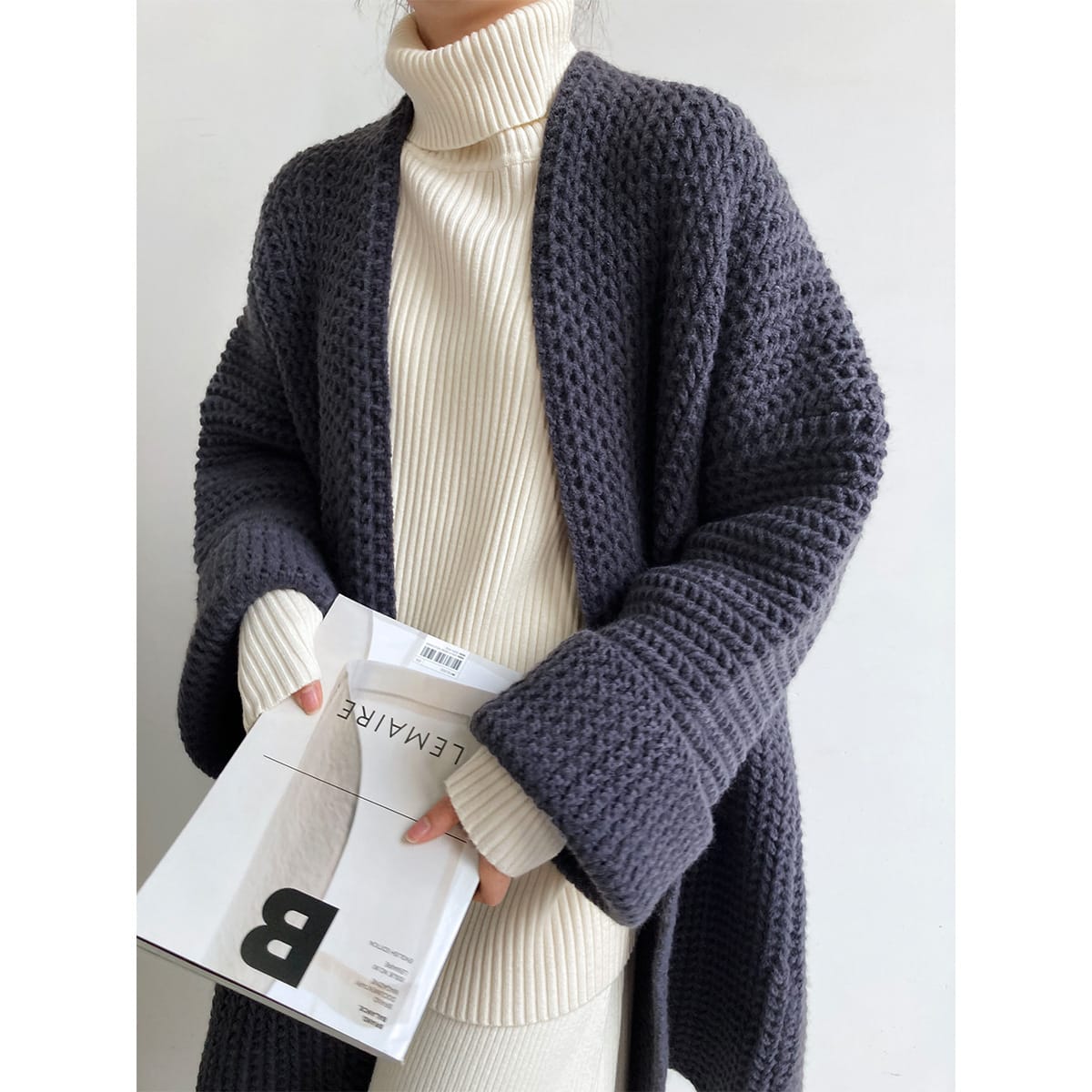 6dd2ad00-a699-4b5d-ad8e-d5df018e1220.jpg Hepburn Style Solid Color Knitted Cardigan Soft Glutinous - Image 5