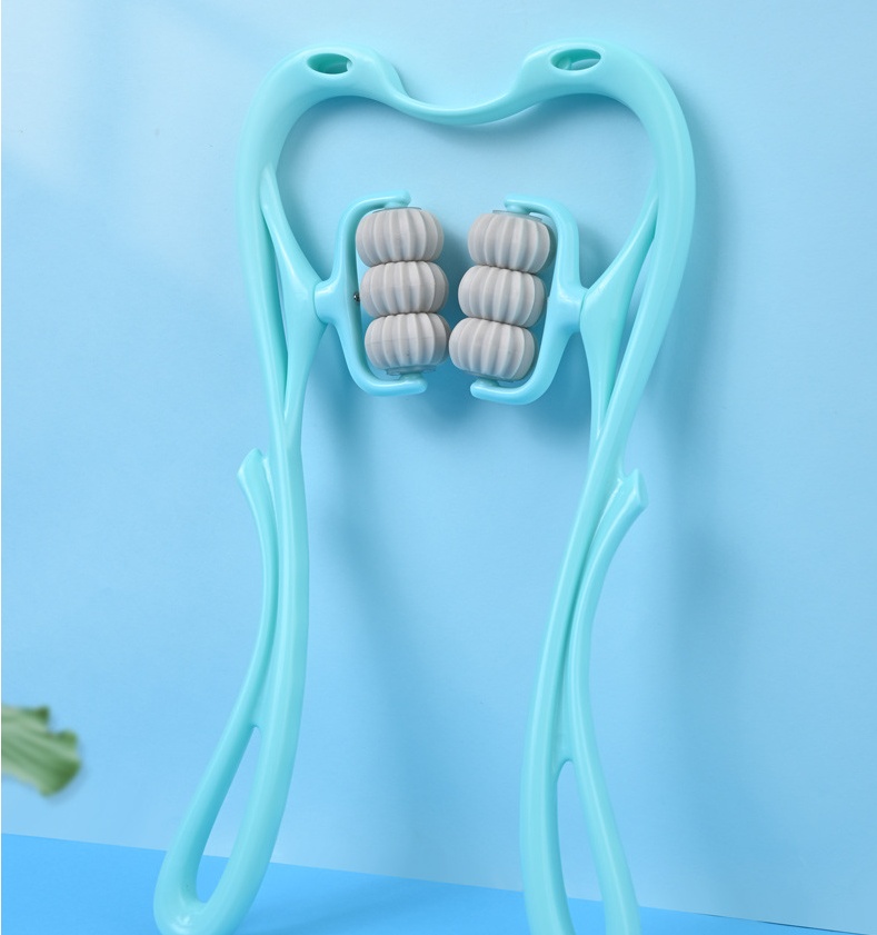 af7c1395-82c1-479f-9312-959f79d33f6a.jpg Multifunctional Manual Six-wheel Neck Massager Massage Relieve Roller Massage Tool - Image 5