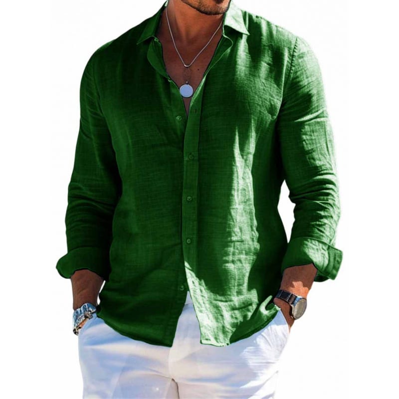 d00b9849-b33c-4bb6-a948-4dde0b00353e.jpg Men's Long Sleeve Shirt Casual Loose Lapel Button Top Solid Color Plus Size Blouse Clothing - Image 9