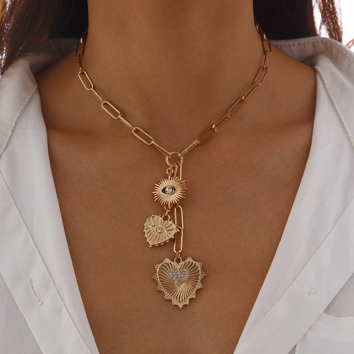 deee936e-ede7-4d92-af41-77893c9ba087.jpg Cold Wind Heart-shaped Alloy Pendant Clavicle Chain - Image 7