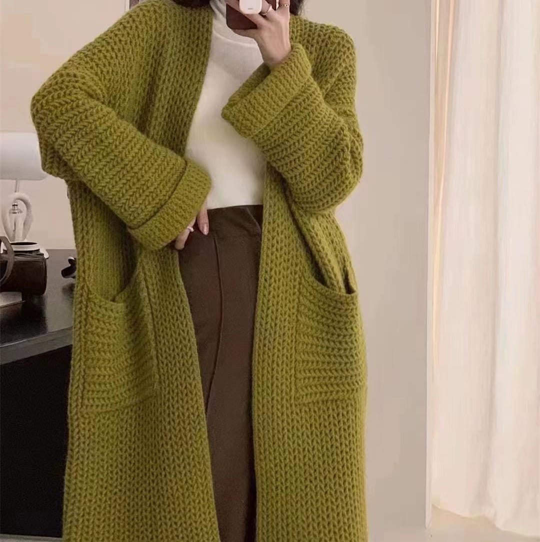 e942db16-a43b-4722-a2c6-088356cb3f58.jpg Hepburn Style Solid Color Knitted Cardigan Soft Glutinous - Image 4