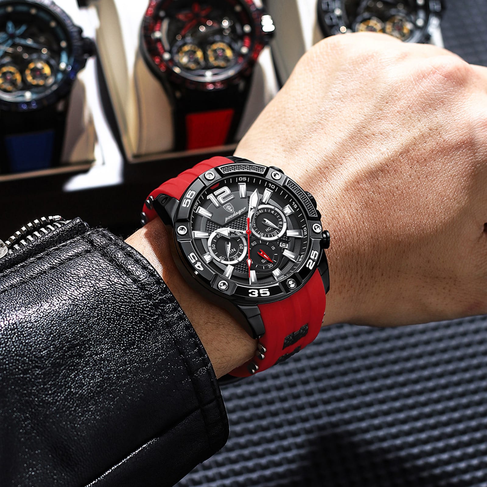 ec48962c-c106-4bef-85fd-9f35cfc4e1ea.jpg Multifunctional Men's Watch Silicone Band Quartz Wrist Watch - Image 2