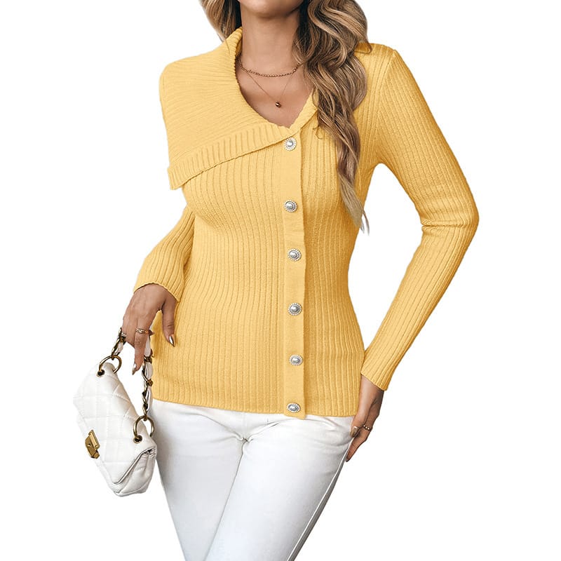 f5ff8670-a79f-43da-9093-29453d5fd605.jpg Asymmetric V-neck Slim Fit Sweater Women - Image 4