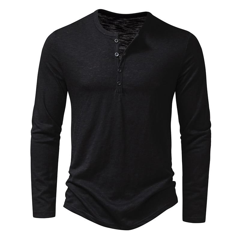 fbf906fe-f081-4ecb-8327-5cc677225b96.jpg Men's Long-sleeved T-shirt Fashion Casual Solid Color Pullover Button Top Autumn And Spring Clothing - Image 10
